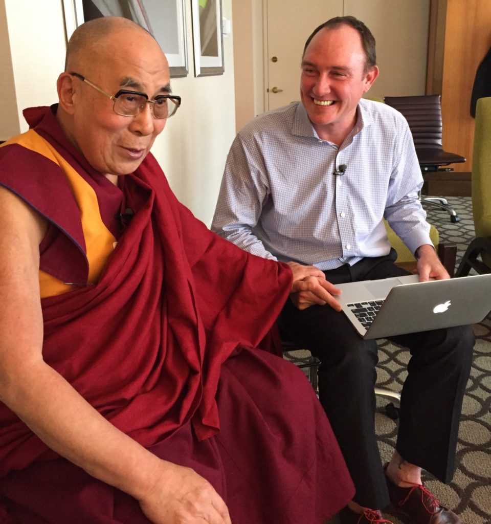 Eric Rodenbeck presents the Atlas of Emotions to the Dalai Lama